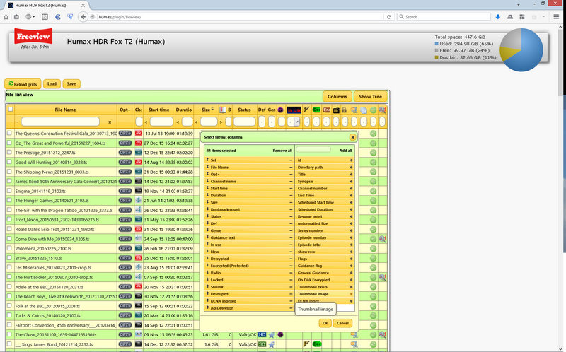 Directory tree hidden, using Column Chooser to add thumbnail image column